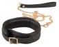Preview: Leder Halsfessel u. Leine gold