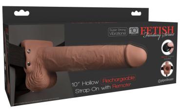 10" Hollow Rechargeable Strap-on with Remote