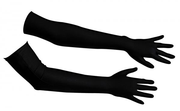 Schwarze Stretchsatin Handschuhe 2