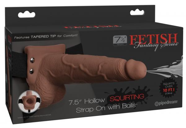 7,5" Hollow Squirting Strap-on with Balls